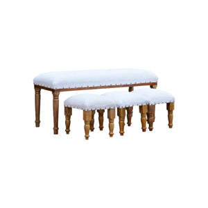 Ensemble banc et tabourets 4 pièces en bois à motif de diamant