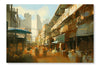  Colorful Street Market 28 po x 42 po : Cadre d'art mural et panneau de tissu