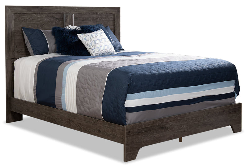 Yorkdale Grey Queen Panel Bed - {Contemporary} style Bed in Alabaster Oak {Engineered Wood}
