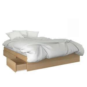 Grand lit plateforme Nordika avec rangement - érable naturel