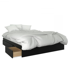 Grand lit plateforme Nordika avec rangement - noir
