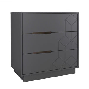 Commode verticale Nordika à 3 tiroirs - gris anthracite