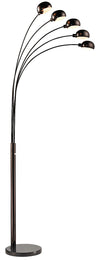 Lampe à pied de style paon en bronze antique avec 5 abat-jours
