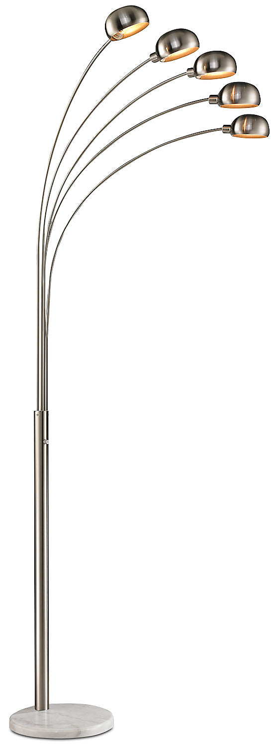 Brushed Steel 5-Light Peacock Floor Lamp