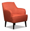 Fauteuil d’appoint Aimy de 28 po en tissu d’apparence lin orange avec pattes cylindriques en bois