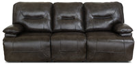  Sofa à inclinaison électrique Beau en cuir véritable - gris 