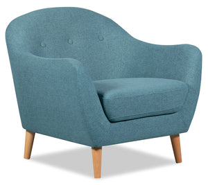 Calla Linen-Look Fabric Chair - Blue|Fauteuil Calla en tissu d'apparence lin - bleu|CALLBLCH