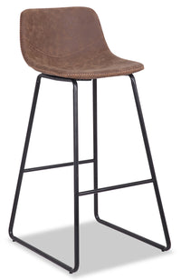  Tabouret bar Coty en tissu de cuir végétalien et en métal - brun