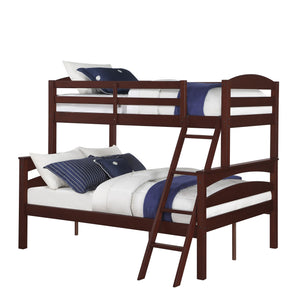 Lits superposés Brady de DHP en bois avec lit simple au-dessus du lit double - espresso