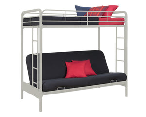 Lits superposés de Atwater Living Dorel Home en métal avec lit simple au-dessus d'un futon - blancs