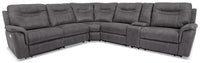  Sofa sectionnel à inclinaison électrique Floy 6 pièces en suédine avec appuie-tête électrique et console - gris 