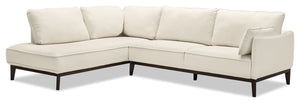 Sofa sectionnel de gauche Gena 2 pièces en tissu d'apparence lin - coton