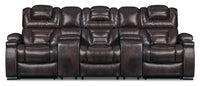  Sofa sectionnel à inclinaison électrique Hugo 5 pièces en cuir véritable pour cinéma maison - brun 