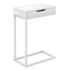 Table d’appoint blanche et métal avec un tiroir