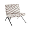 Fauteuil d’appoint métal chromé avec motif de chevron taupe foncé