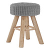 Pouf naturel et tricot gris