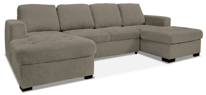 Izzy 3-Piece Chenille Sofa Bed Sectional with Two Chaises – Platinum