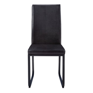 Chaise de salle à manger noir et d’apparence cuir noir, 2 pièces