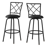 Tabouret bar pivotant noir avec siège d’apparence cuir noir, 2 pièces