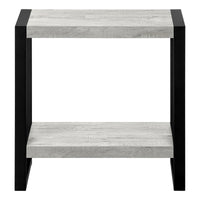 Table d’appoint en métal noir et d’apparence bois recyclé gris