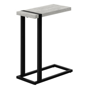 Table d’appoint en métal noir et d’apparence bois recyclé gris