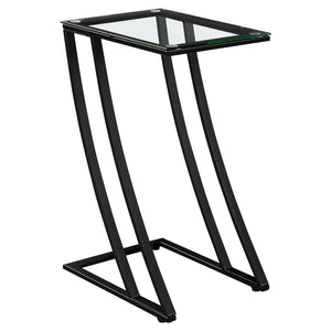 Table d’appoint en métal noir avec verre trempé