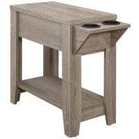 Table d’appoint taupe foncé avec un porte-gobelet