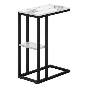 Table d’appoint métal noir et imitation de marbre blanc