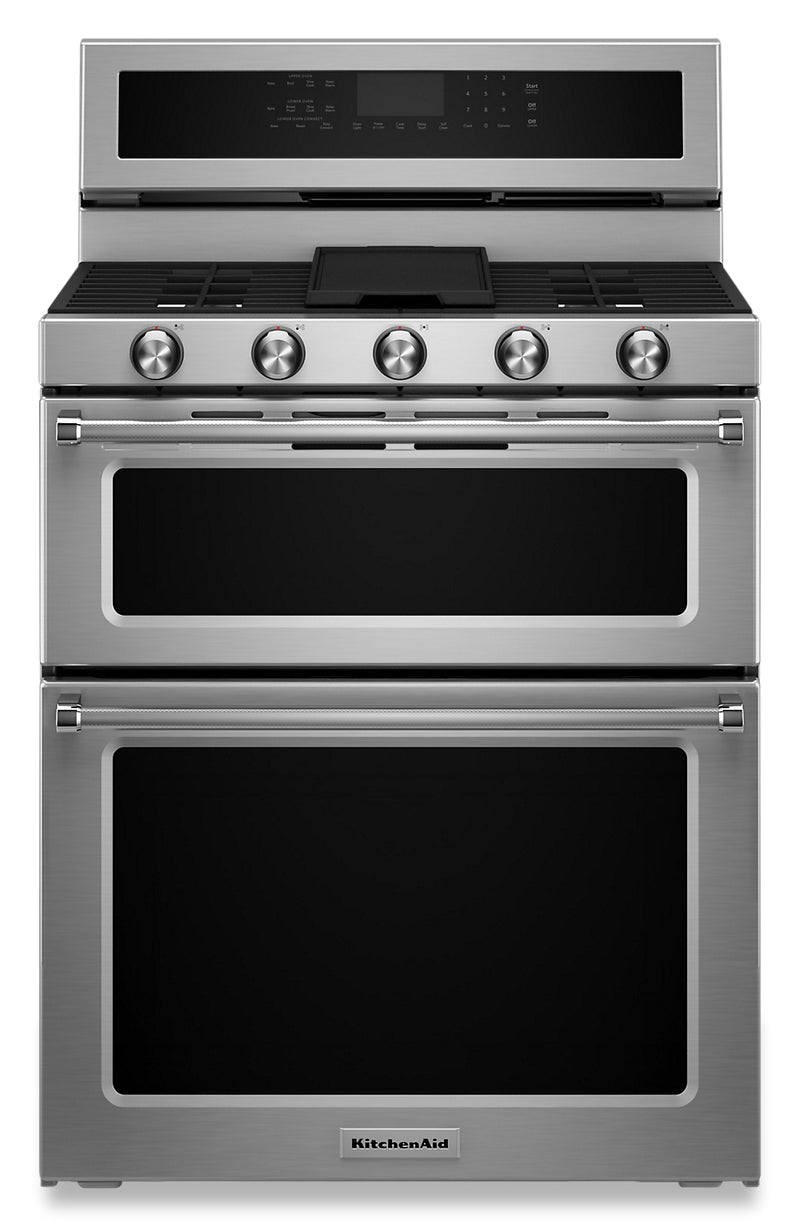 KitchenAid 30" Gas Double Oven Convection Range - KFGD500ESS - Gas Range in Stainless Steel