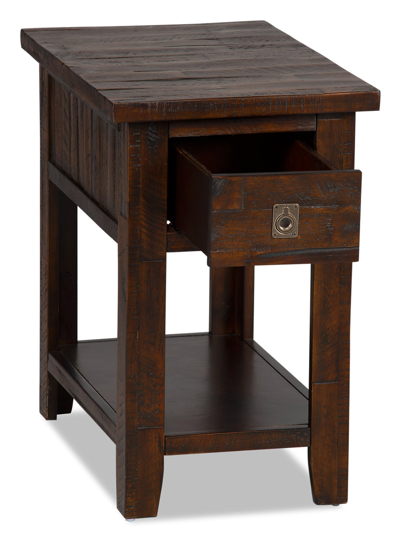 Kona Grove Chairside Table - Rustic style End Table in Dark Brown Wood