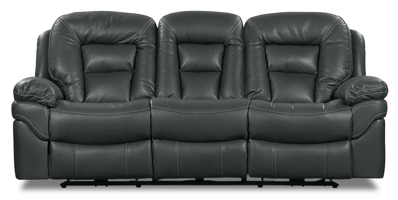 Leo Leath-Aire® Fabric Power Reclining Sofa – Grey - Contemporary style Sofa in Grey