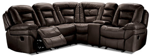 Sofa sectionnel inclinable Leo 5 pièces en similicuir Leath-Aire avec console - noyer
