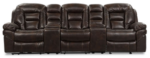Sofa sectionnel à inclinaison électrique Leo 5 pièces en tissu Leath-Aire pour cinéma maison - noyer
