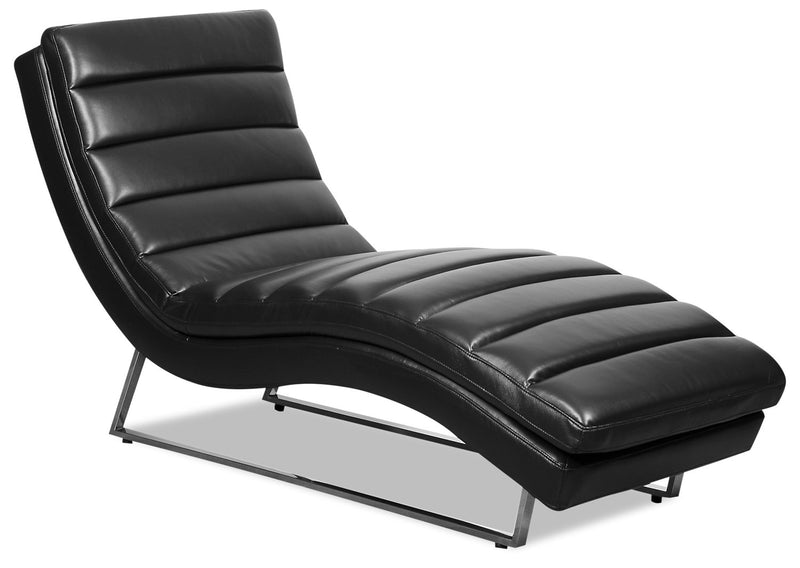 Marsha Leather-Look Fabric Chaise - Black - {Modern} style Chaise in Black {Pine}, {Plywood}