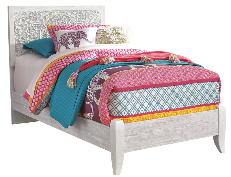Nola Twin Bed - {Traditional} style Bed in White Wash {Engineered Wood}