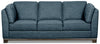 Sofa Oakdale en tissu d'apparence lin - bleu