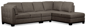 Sofa sectionnel de droite Oakdale 3 pièces en tissu d'apparence lin - anthracite