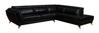  Sofa sectionnel de droite Tate 2 pièces en tissu d'apparence cuir - noir 