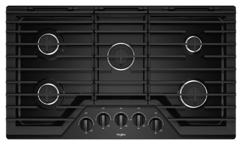 Whirlpool 36-Inch Gas Cooktop with EZ-2-Lift™ Hinged Cast-Iron Grates - WCG55US6HB