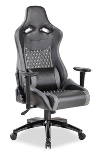 Fauteuil de jeu ergonomique Apollo de 28,3 po de qualité supérieure et calibre commercial avec soutien lombaire - similicuir noir