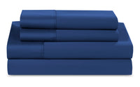 Ensemble de draps Hyper-Cotton BEDGEARMD 4 pièces pour grand lit - bleu marine