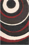 Carpette à poil long noire, anthracite, rouge et crème - 5 pi x 8 pi