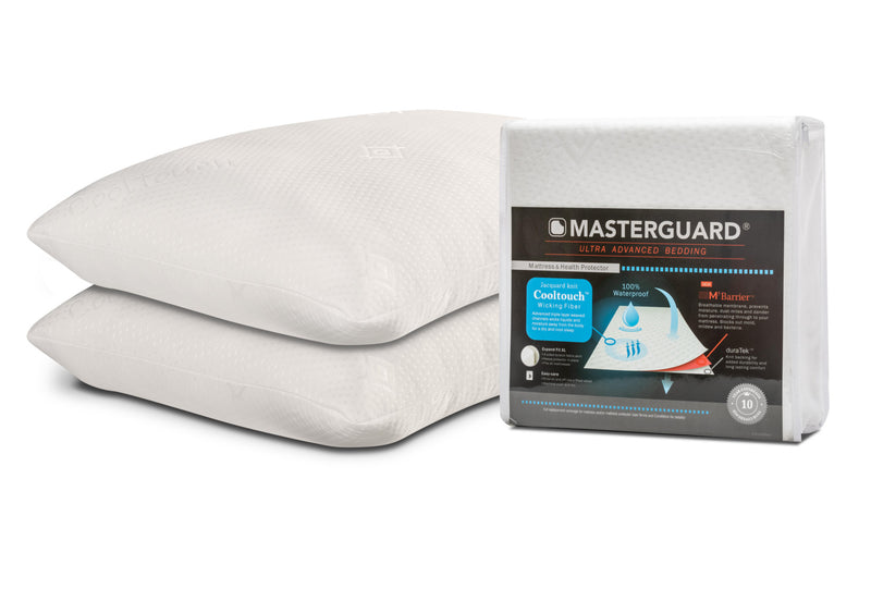 Masterguard® Cooltouch™ Queen Mattress Protector with 2 Queen Pillows