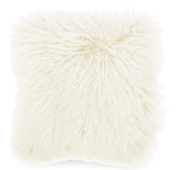 Coussin décoratif carré Mongolian 16 po - blanc