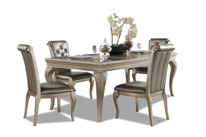 Ensemble de salle à manger Diva 5 pièces avec table, rallonge de 66 po à 84 po (L) et 4 chaises - gris argenté