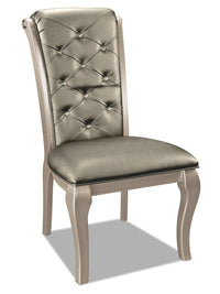  Chaise de salle à manger Diva en tissu de cuir végétalien capitonné - gris argenté