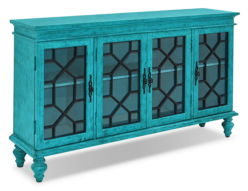 Rigolet Large Accent Cabinet – Blue - Country style Accent Cabinet in Blue Wood
