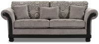 Sofa-lit double Hazel en chenille - gris