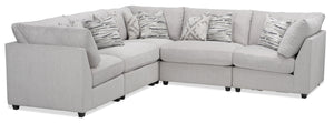 Sofa sectionnel modulaire Evolve 5 pièces en tissu apparence lin avec 3 fauteuils en coin - gris clair