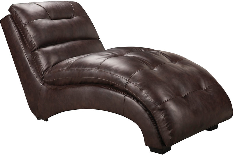 Charlie Faux Leather Curved Chaise - Brown - Contemporary style Chaise in Brown